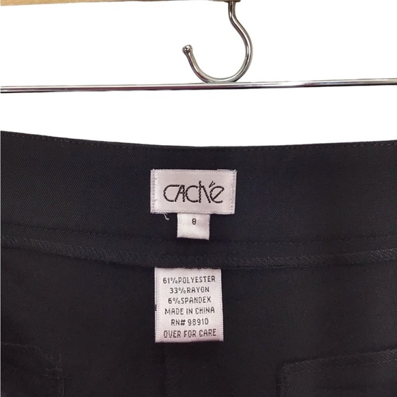 Cache Black Solid Wide Leg Dress Pants With Trim Details Size 8 - Picture 5 of 5